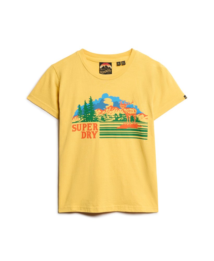 getailleerd t-shirt met strepen voor buiten in pigmentgeel