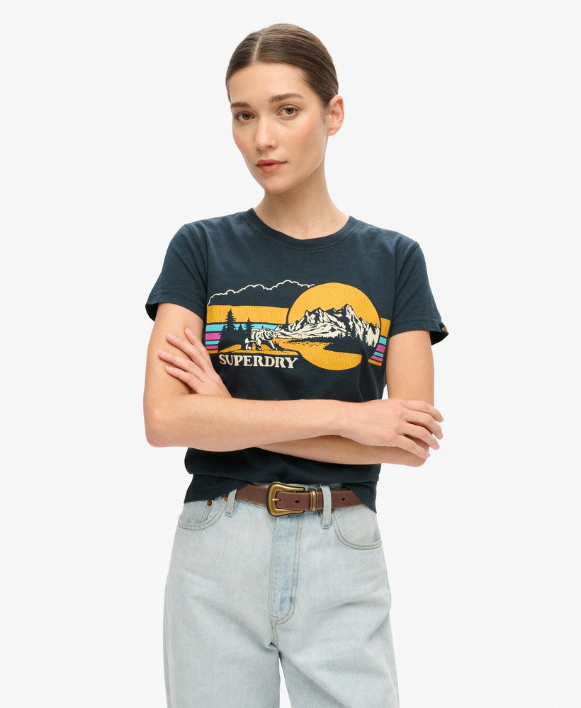 getailleerd t-shirt met strepen voor buiten in eclipse navy
