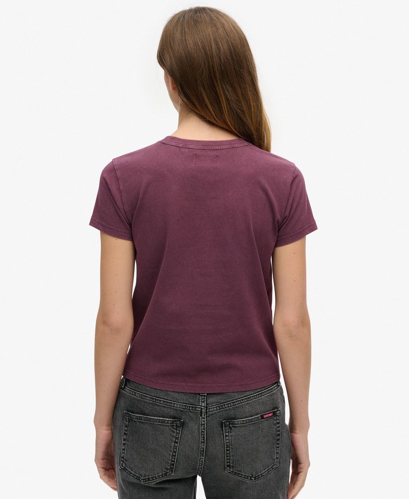 tattoo-t-shirt met strasssteentjes in vijgpaars