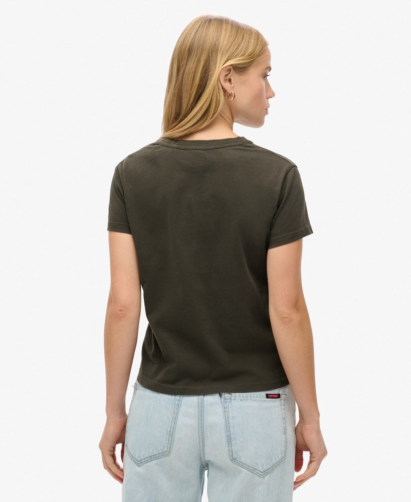 t-shirt met korte mouwen in vintage zwart geïnspireerd op een rockband uit de jaren 70.