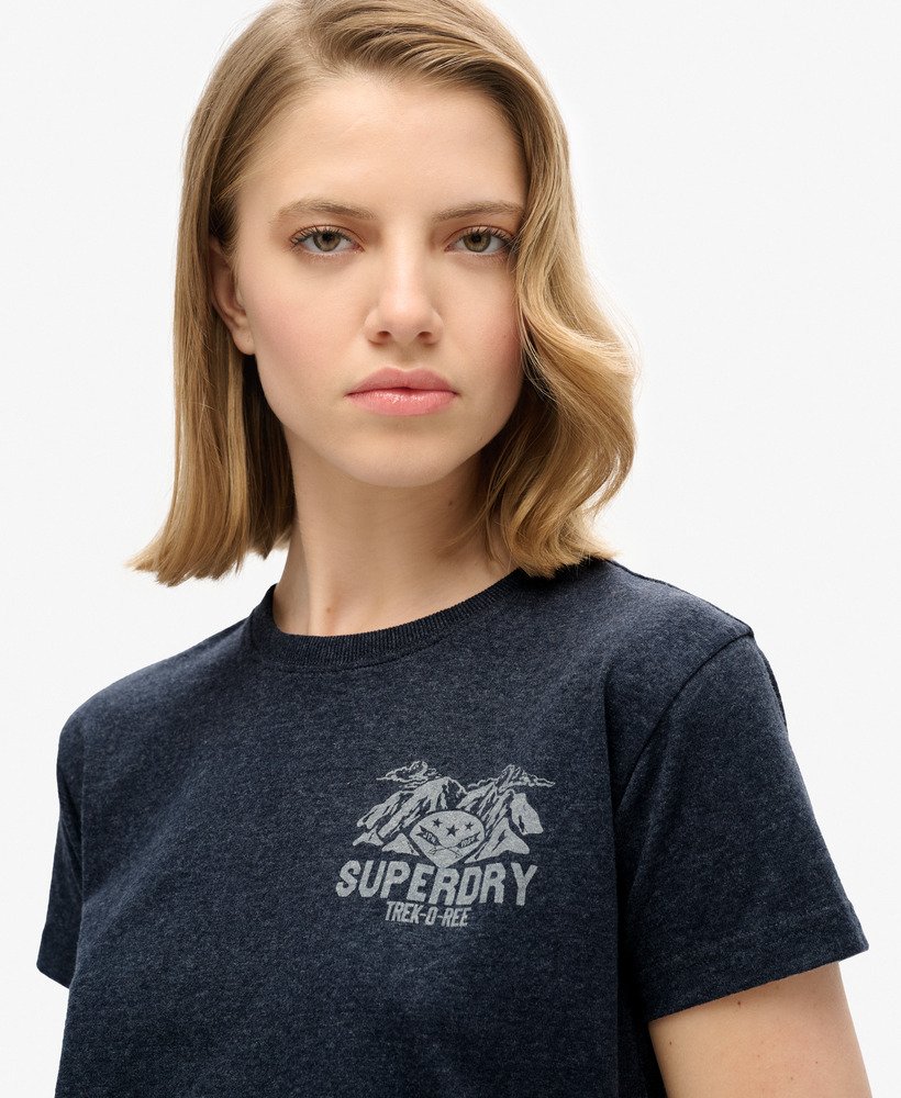 lo-fi outdoor getailleerd t-shirt in diep indigo marineblauw gemêleerd