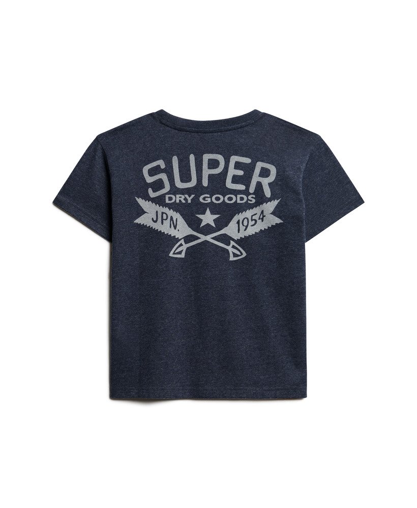 lo-fi outdoor getailleerd t-shirt in diep indigo marineblauw gemêleerd