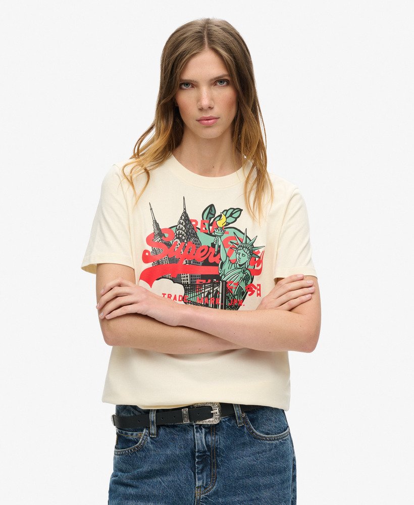 new york vintage logo relaxed t-shirt in rijstwit