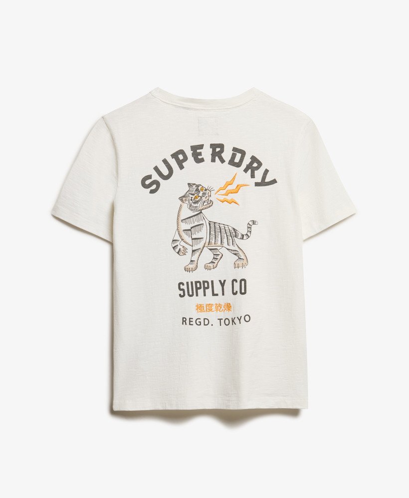 werkshirt met geborduurde zakken in gebroken wit.