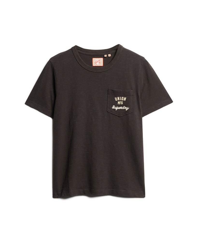 werkshirt met geborduurde zak in bison black