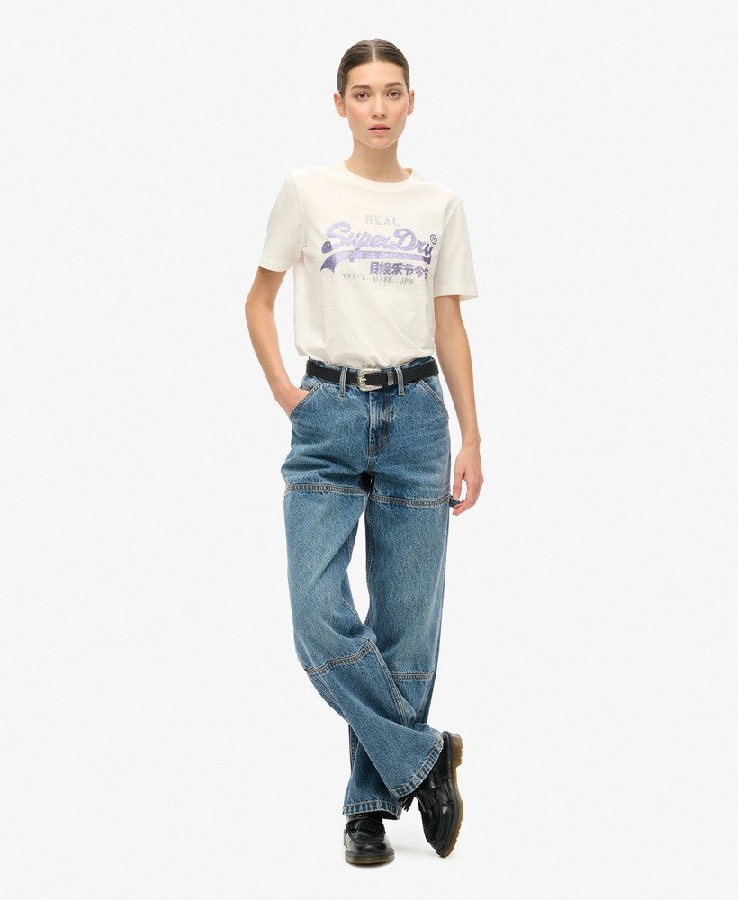 versierd vl graphic t-shirt in ecru slub