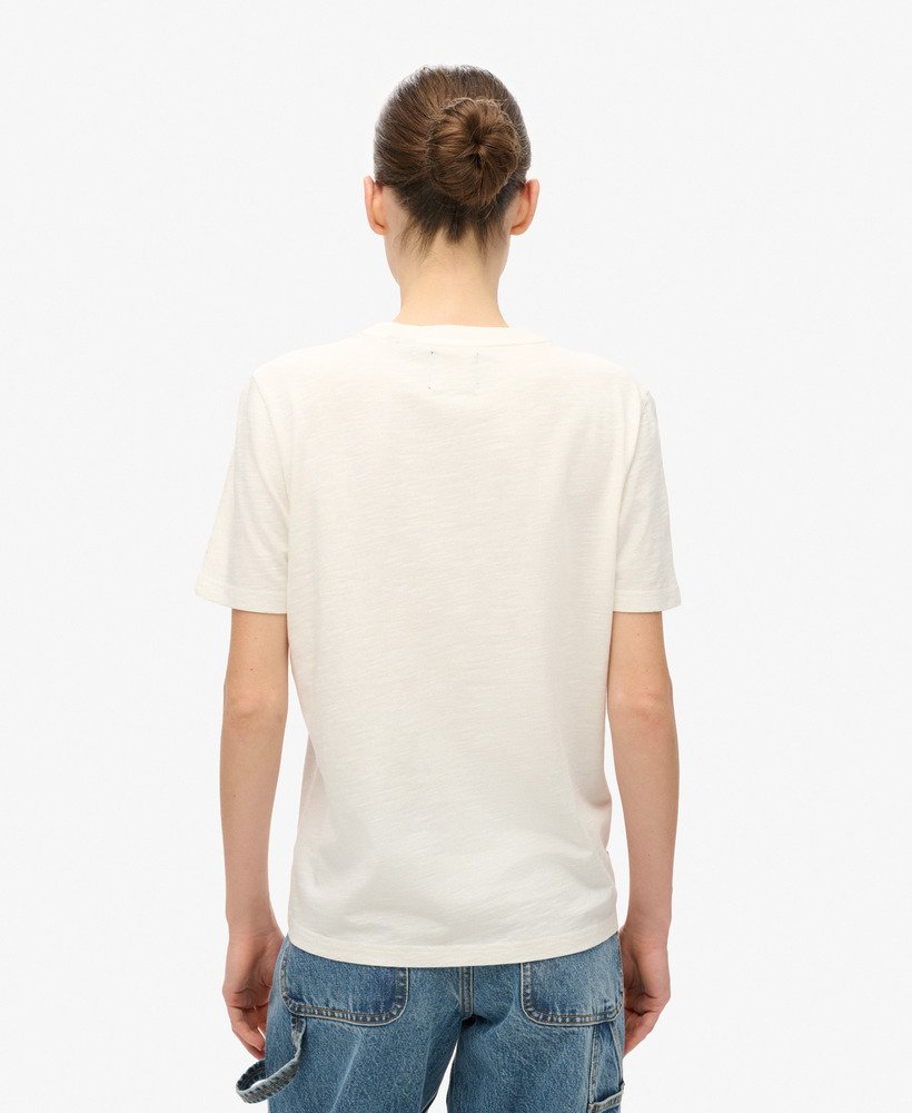 versierd vl graphic t-shirt in ecru slub