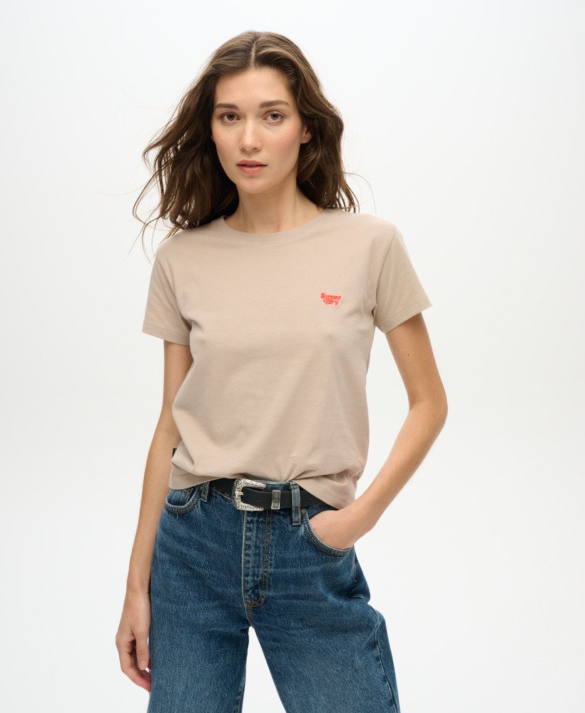 essential logo fitted tee in cobblestone grey