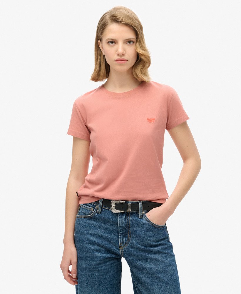 essential logo fitted tee in ash rose