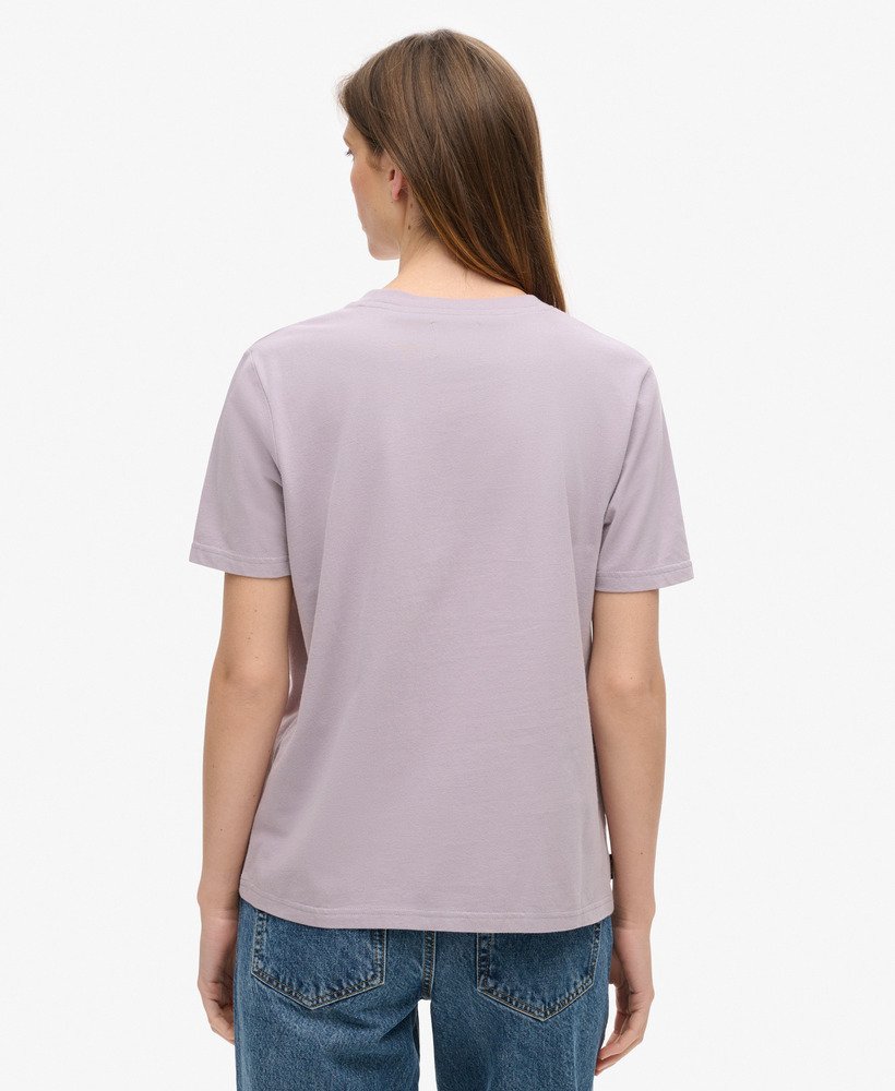 luxe metallic logo relaxed t-shirt in brassica lilac