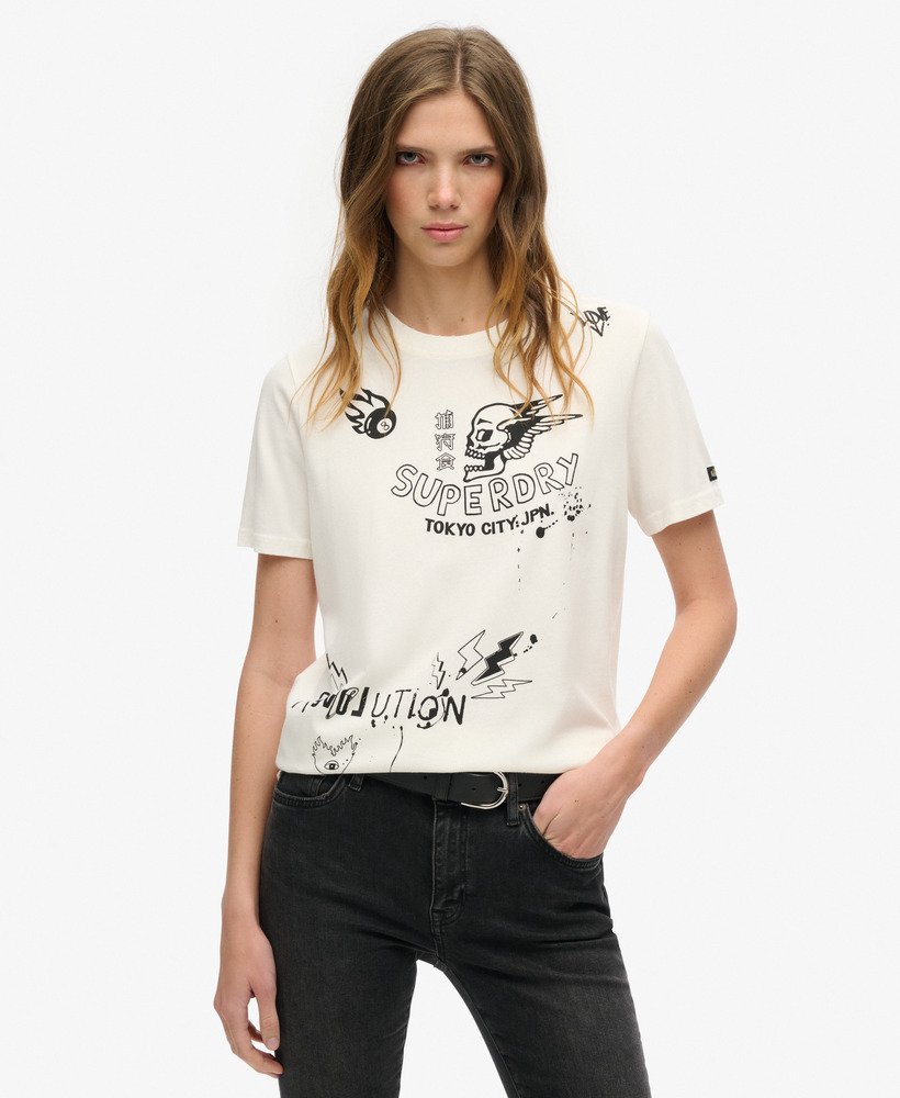 lo-fi punk poster relaxed t-shirt in winter white
