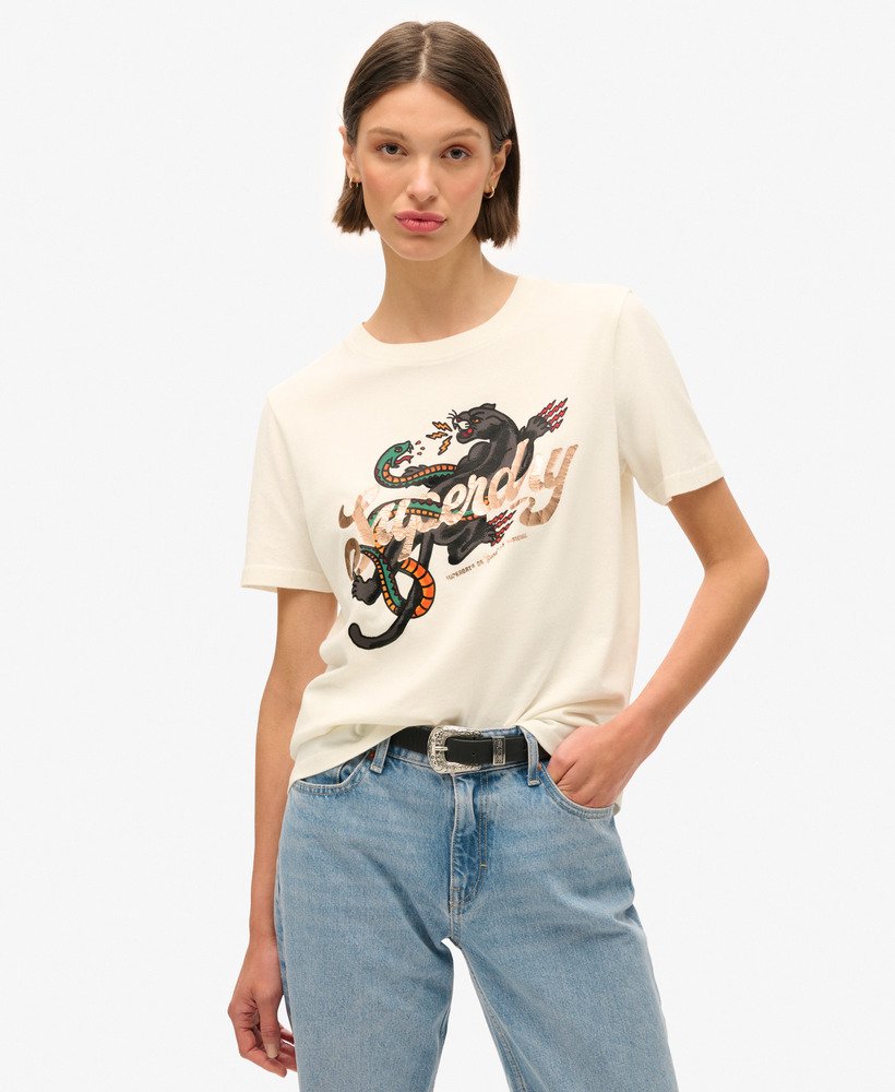 relaxed t-shirt met tattoo-opdruk in winterwit.