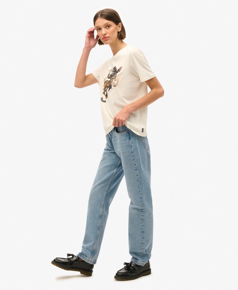 relaxed t-shirt met tattoo-opdruk in winterwit.