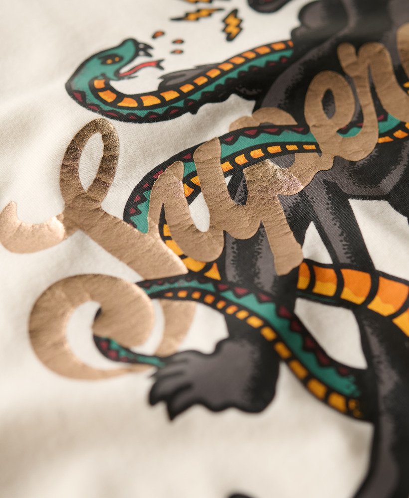 relaxed t-shirt met tattoo-opdruk in winterwit.