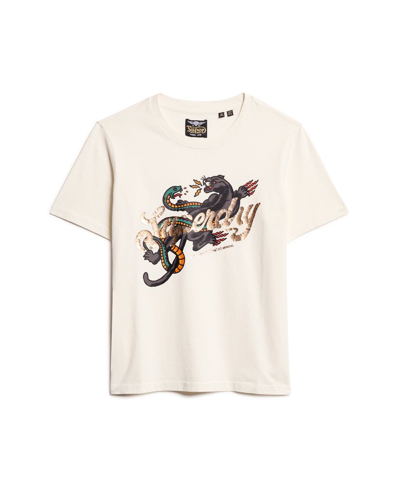 relaxed t-shirt met tattoo-opdruk in winterwit.