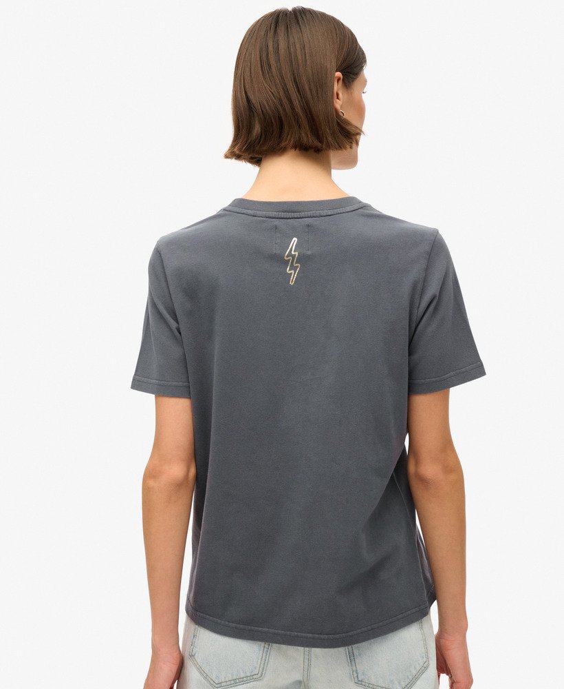 relaxed t-shirt met tattoo-tekst in ebbenhout