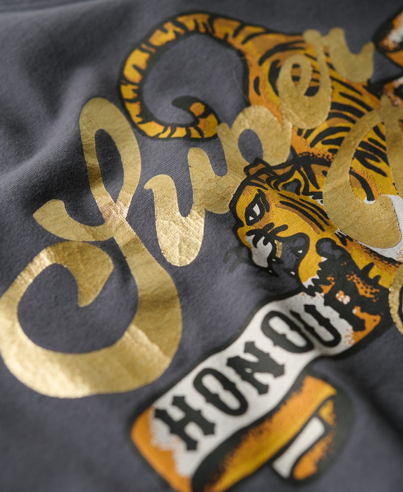 relaxed t-shirt met tattoo-tekst in ebbenhout