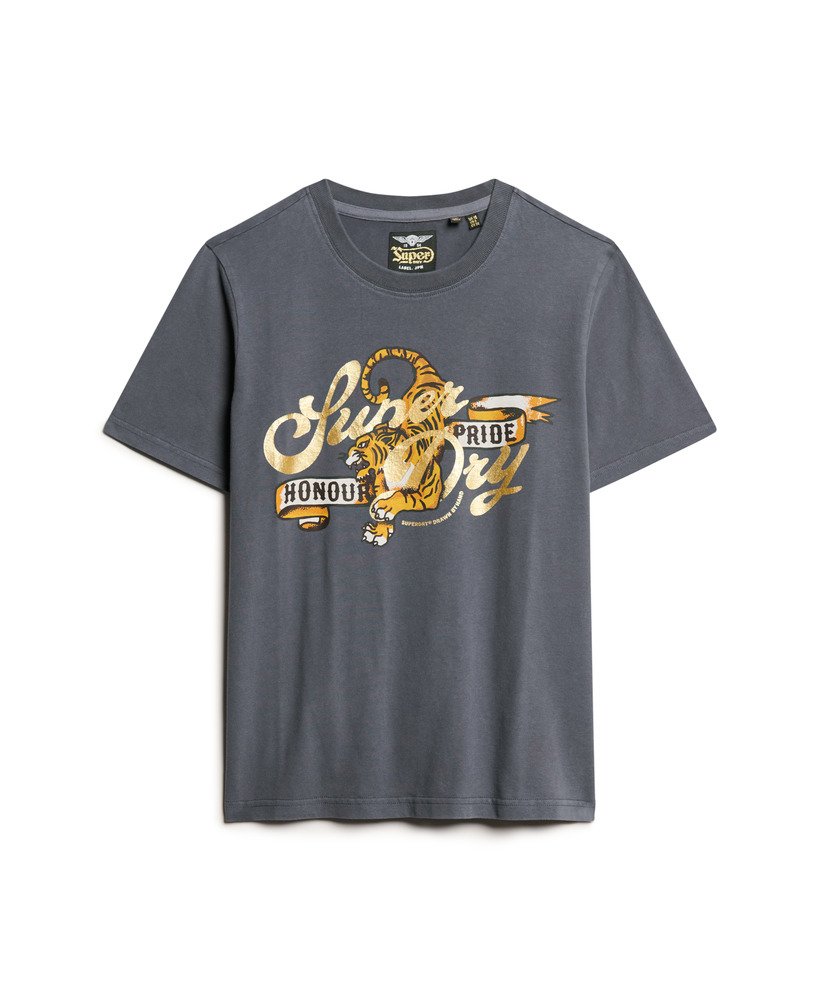 relaxed t-shirt met tattoo-tekst in ebbenhout