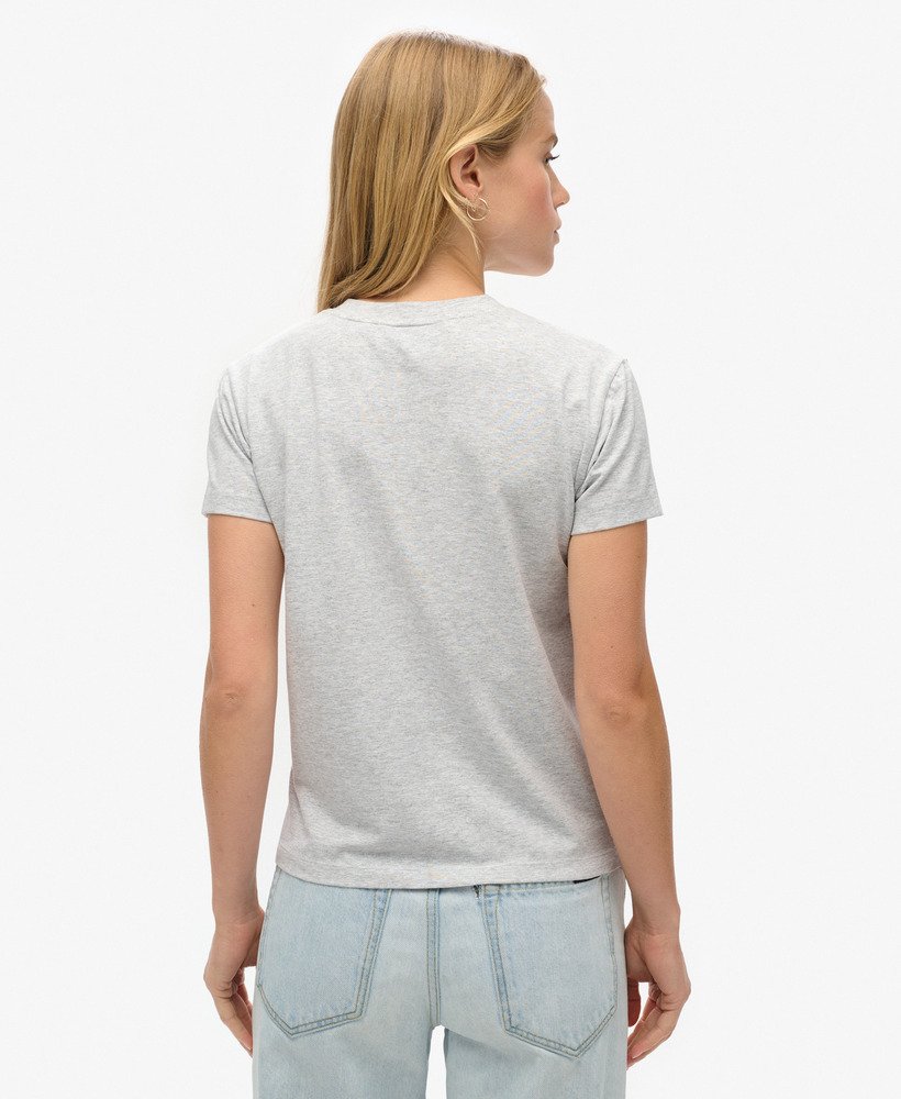 sport luxe graphic fitted t-shirt in cadet grey marl