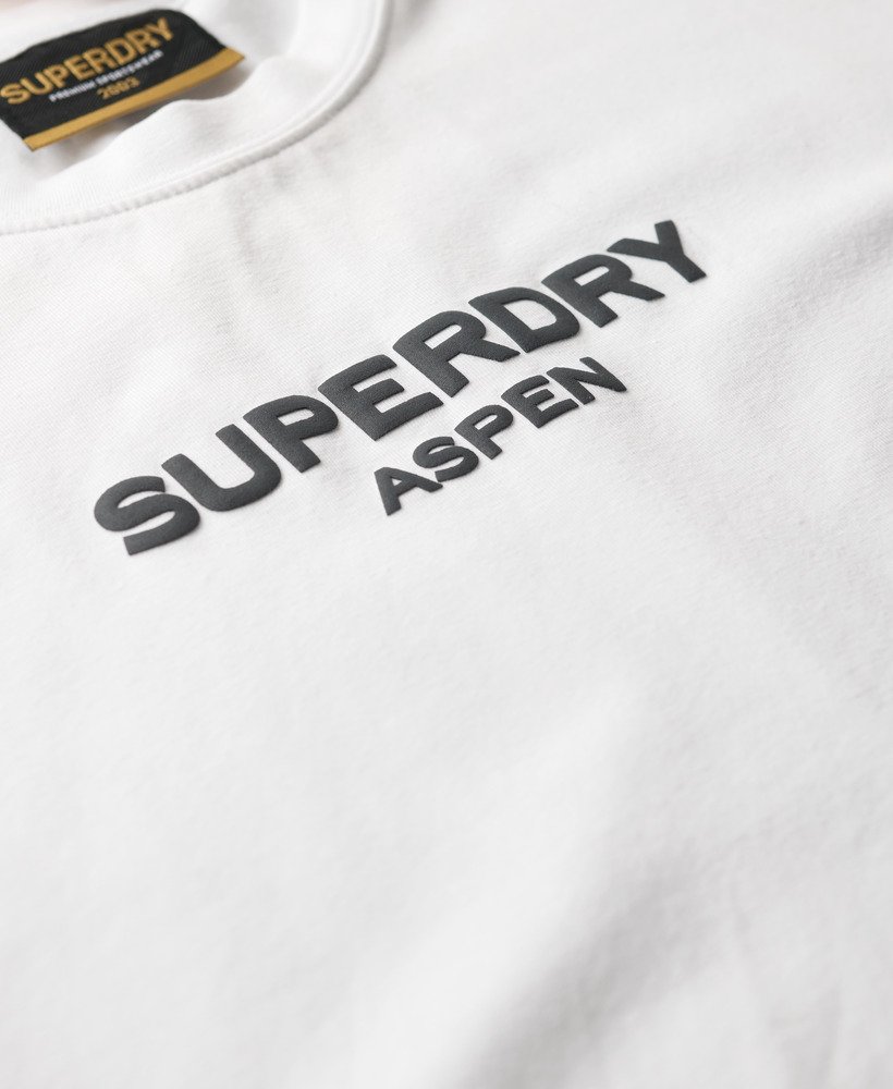 sport luxe graphic fitted t-shirt in brilliant white