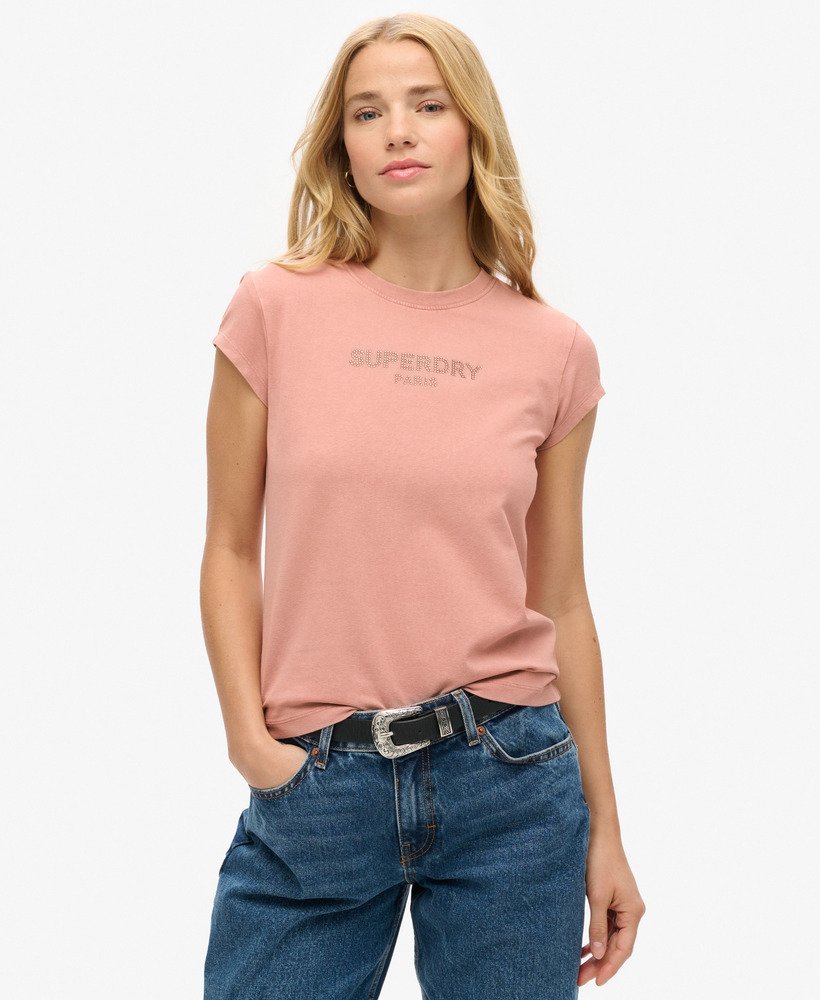 sport luxe graphic t-shirt met korte mouwen in ash rose