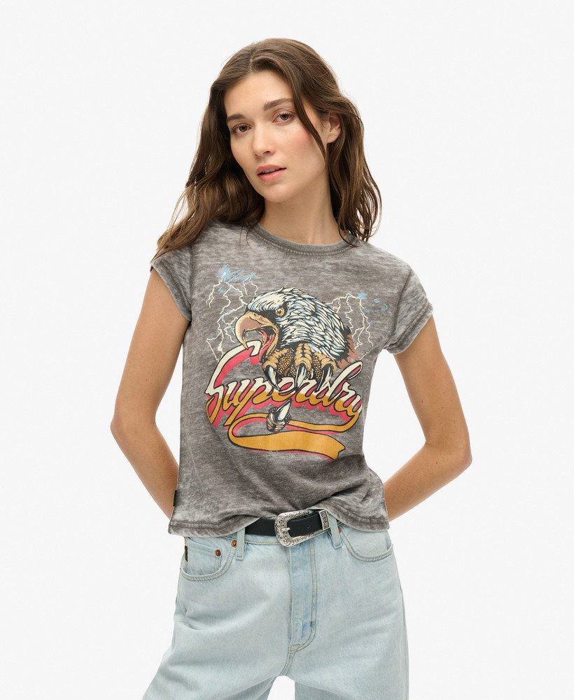 biker rock graphic t-shirt in vintage black