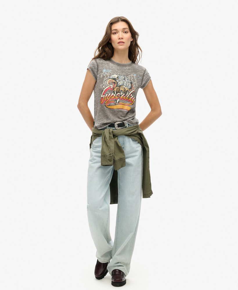 biker rock graphic t-shirt in vintage black