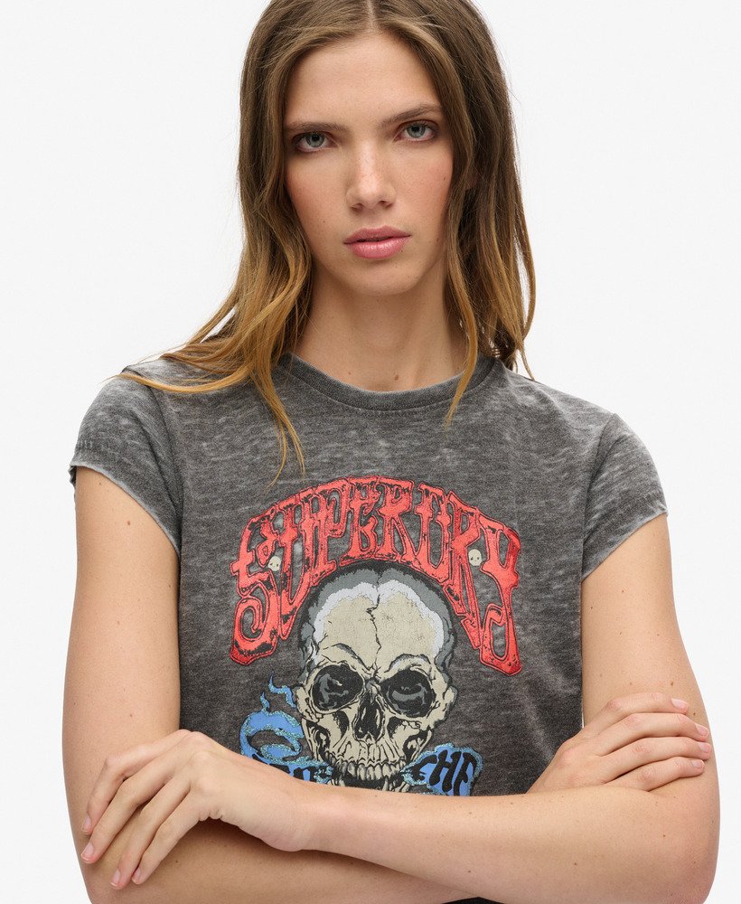 biker rock graphic t-shirt in bison black