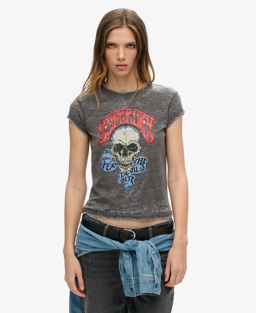 biker rock graphic t-shirt in bison black