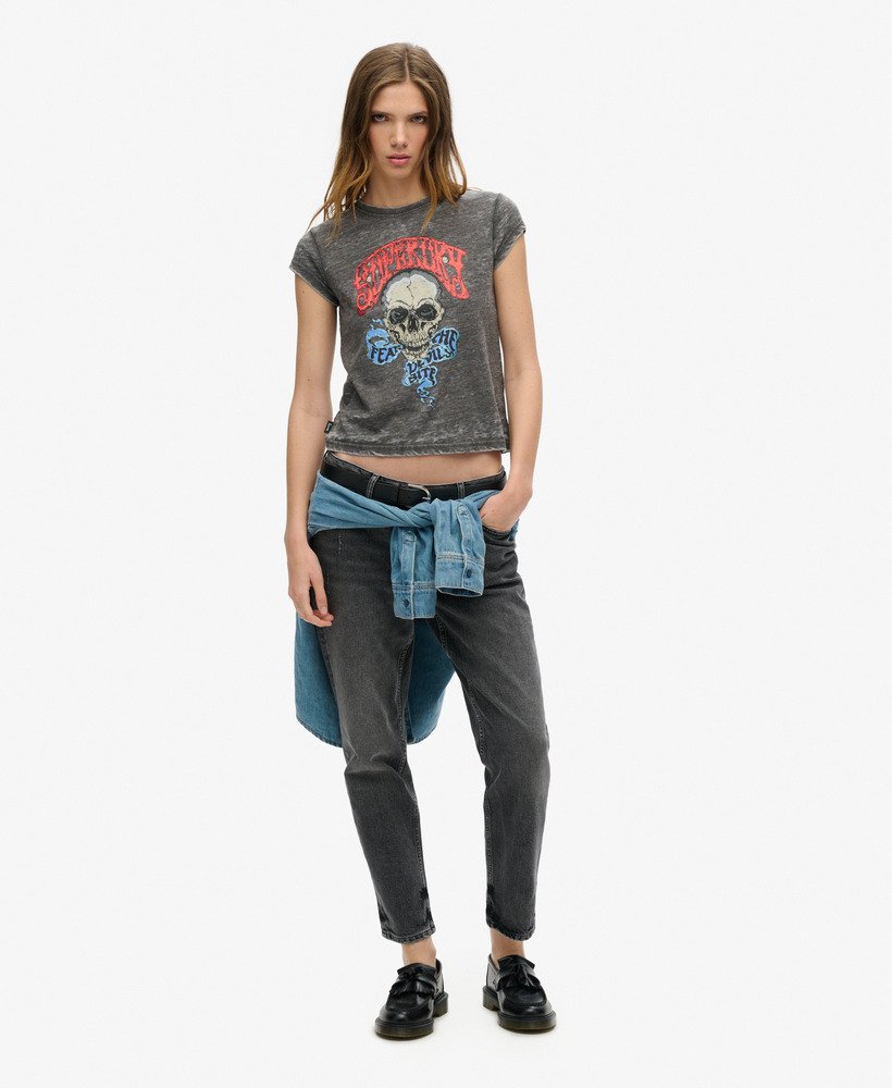 biker rock graphic t-shirt in bison black
