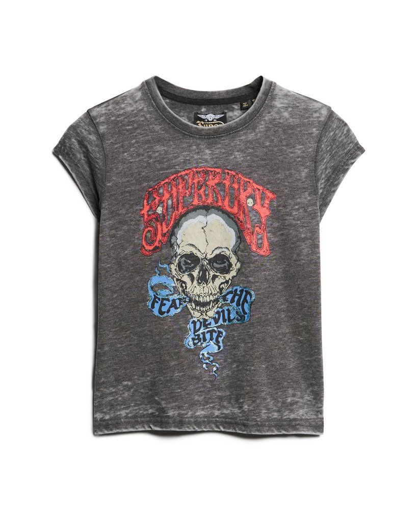biker rock graphic t-shirt in bison black