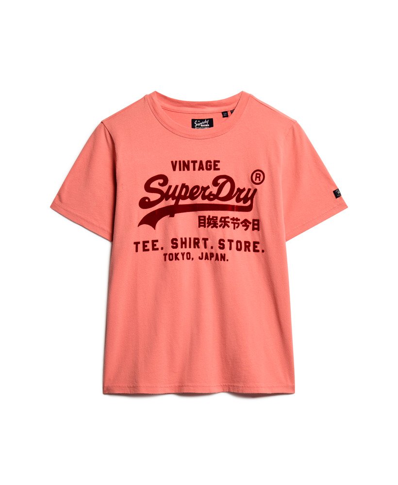 klassiek vintage logo-t-shirt met relaxte pasvorm in de kleur burnt coral.