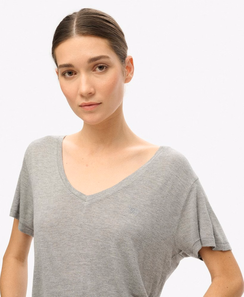 Studios Slub geborduurd T-shirt met V-hals