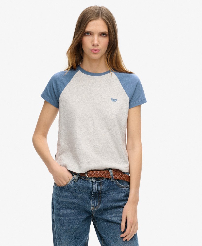 essential logo slub retro t-shirt in wedgewood blueglacier grey