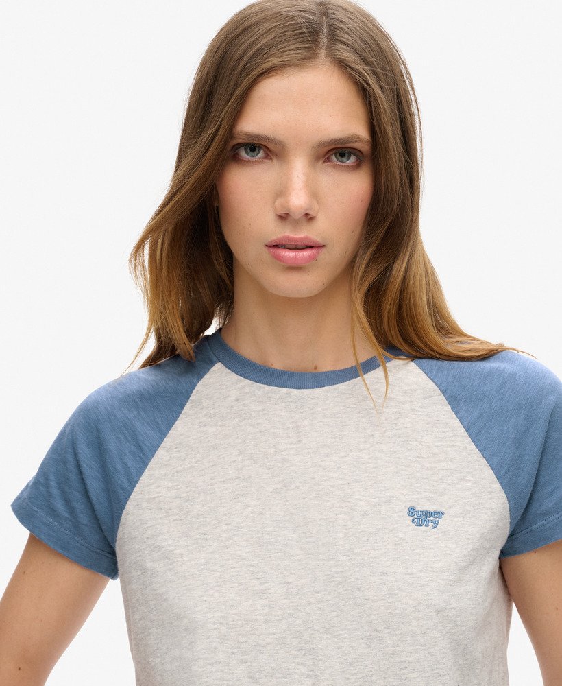 essential logo slub retro t-shirt in wedgewood blueglacier grey