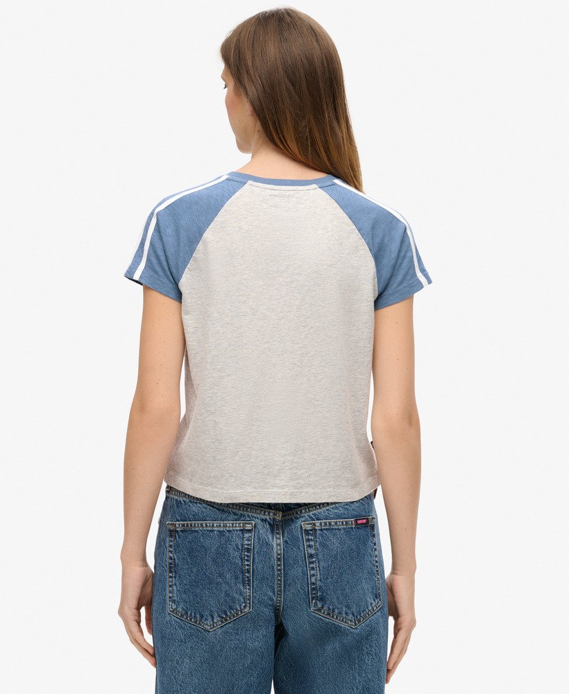 essential logo slub retro t-shirt in wedgewood blueglacier grey