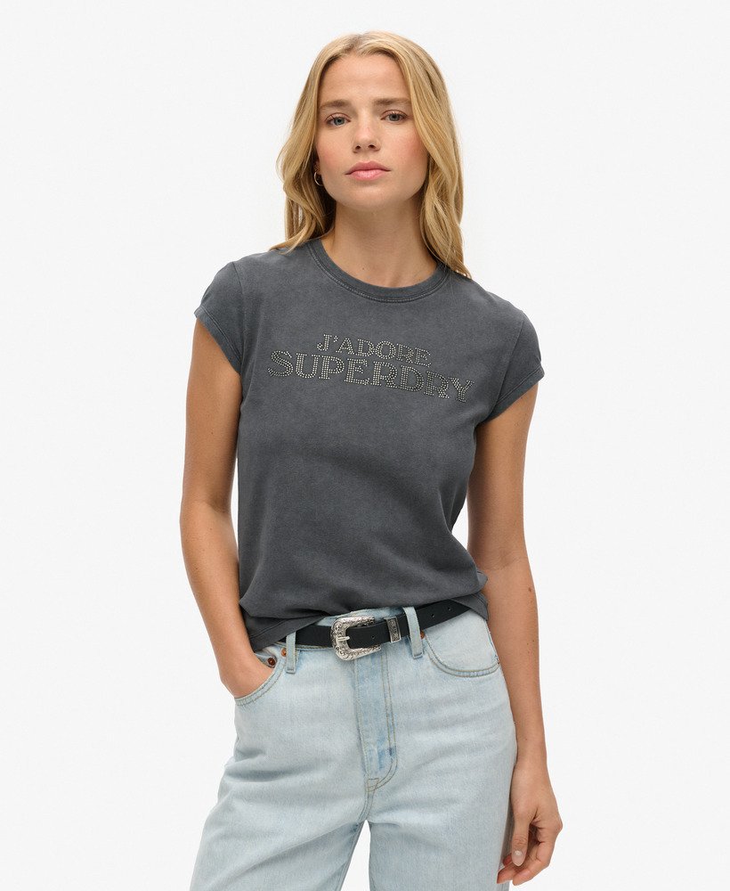 sport luxe graphic t-shirt met korte mouwen in ebony