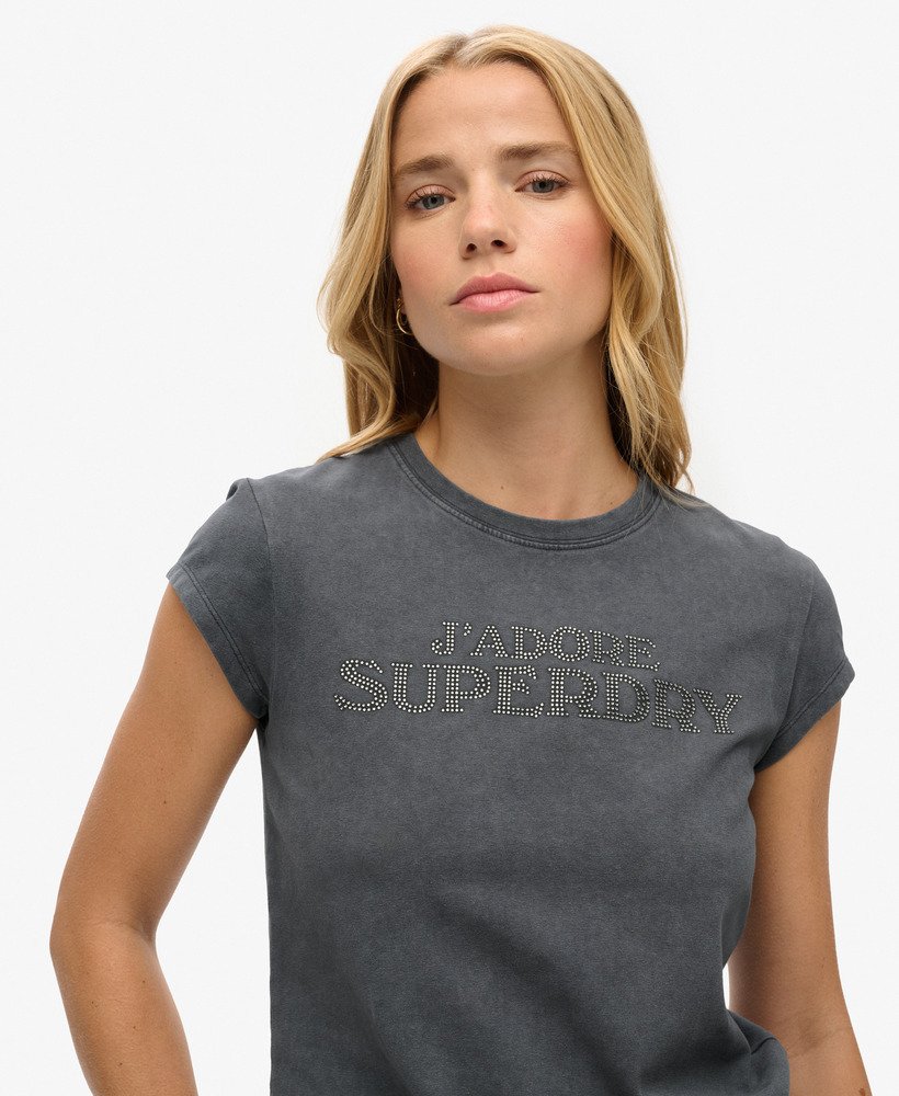 sport luxe graphic t-shirt met korte mouwen in ebony