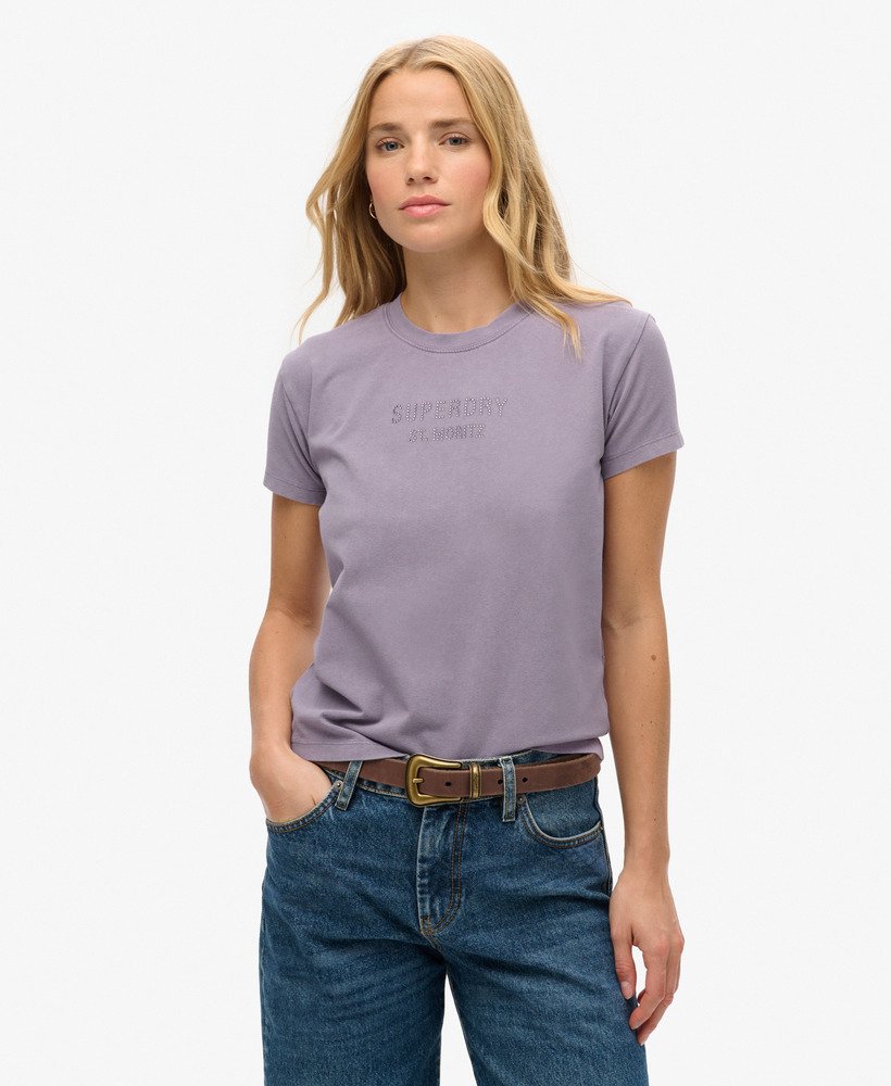 sport luxe graphic fitted t-shirt in purple sage
