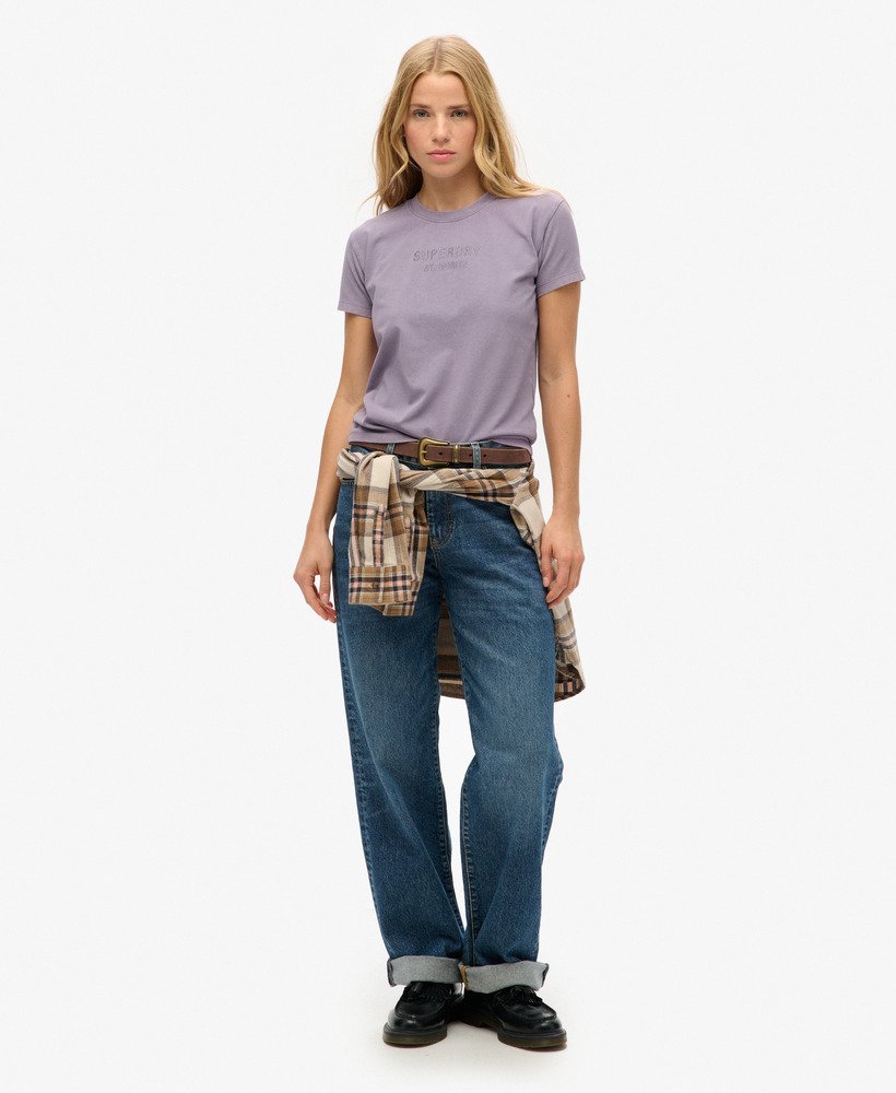sport luxe graphic fitted t-shirt in purple sage
