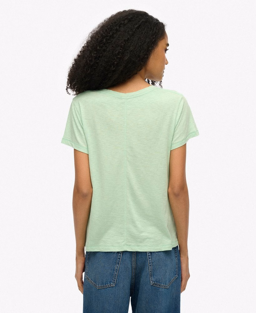Geborduurd T-shirt met V-hals en slub-structuur