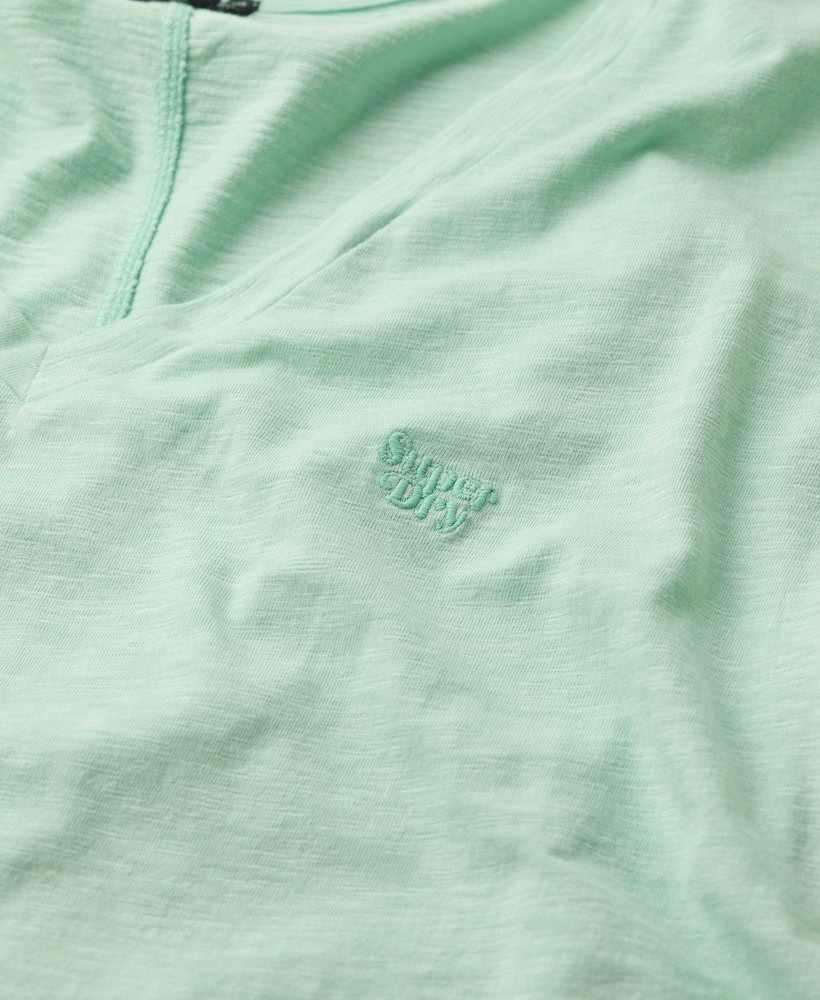 Geborduurd T-shirt met V-hals en slub-structuur