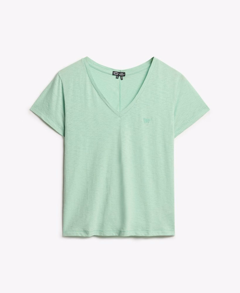 Geborduurd T-shirt met V-hals en slub-structuur