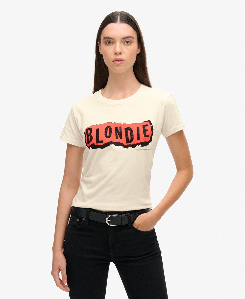 blondie x superdry aansluitend t-shirt in nieuw krijtwit