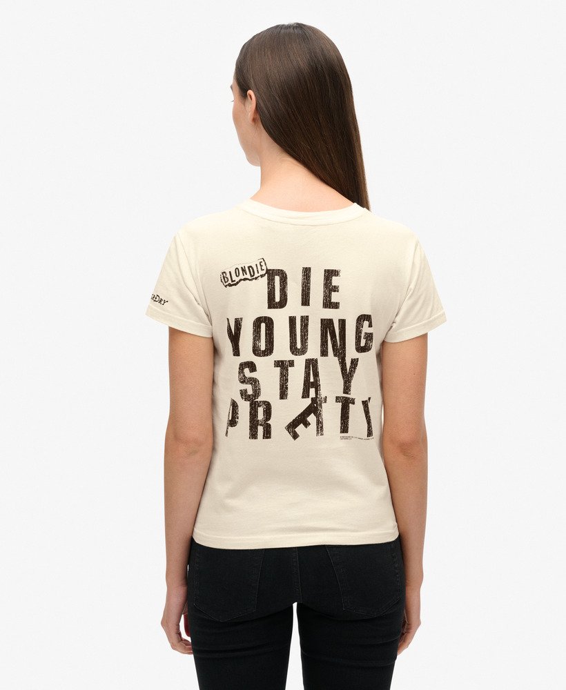 blondie x superdry aansluitend t-shirt in nieuw krijtwit