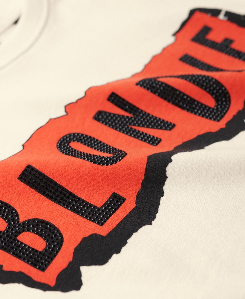 blondie x superdry aansluitend t-shirt in nieuw krijtwit