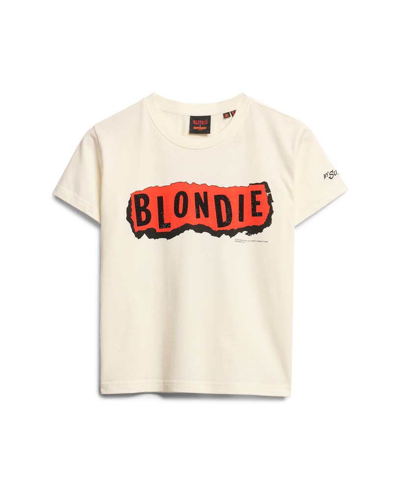 blondie x superdry aansluitend t-shirt in nieuw krijtwit
