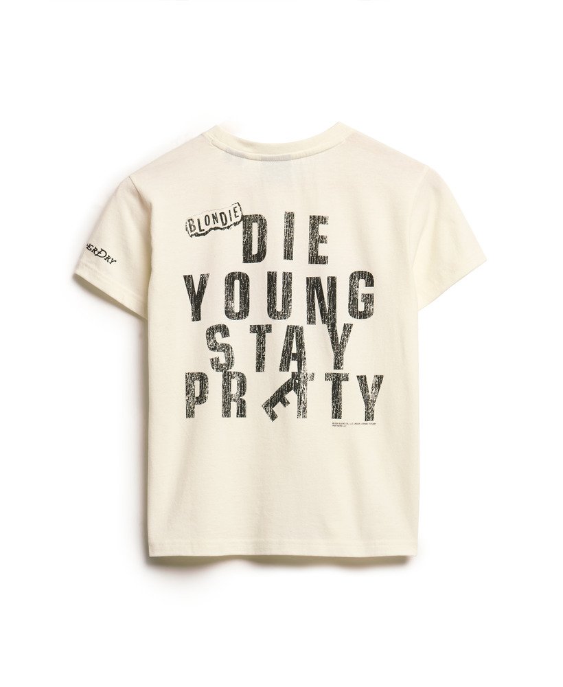 blondie x superdry aansluitend t-shirt in nieuw krijtwit