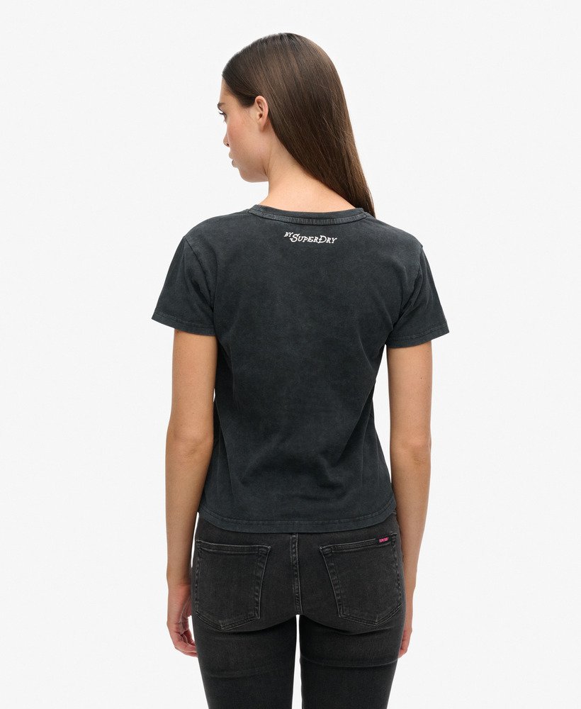 blondie x superdry aansluitend t-shirt in gewassen zwart