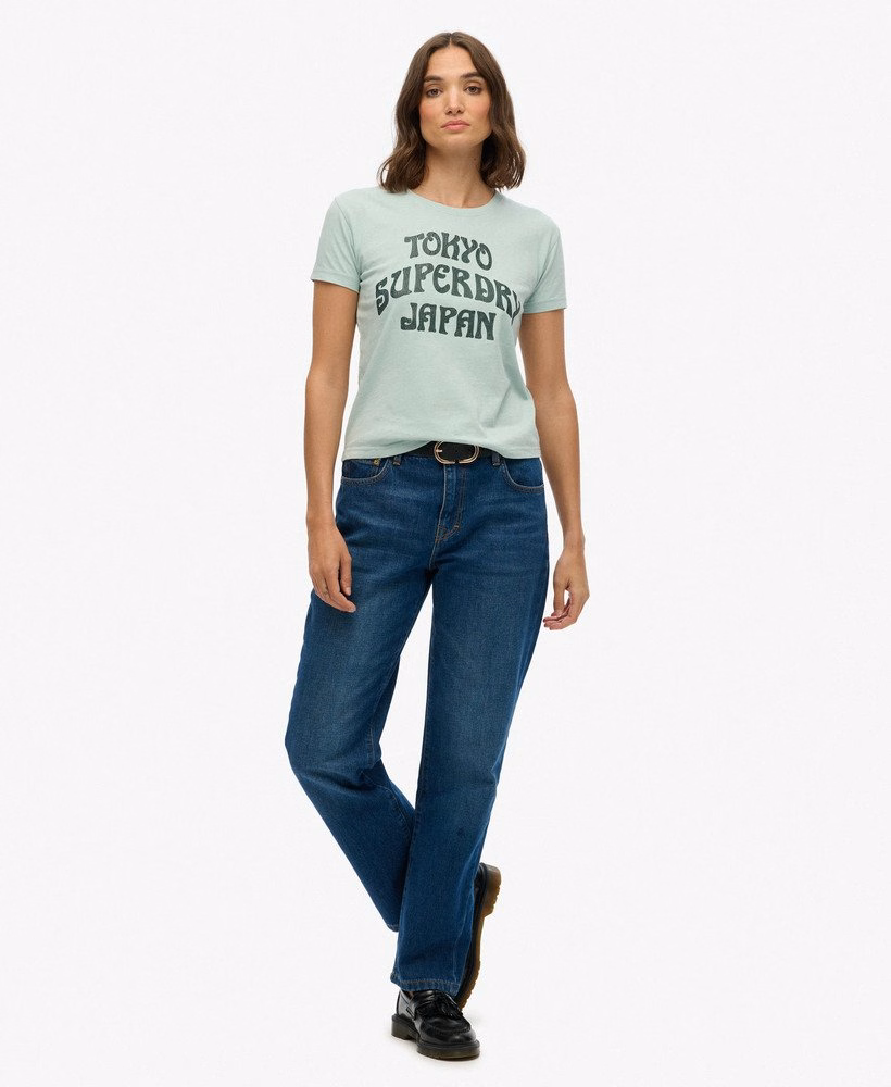 T-shirt met surflogo en aansluitende pasvorm